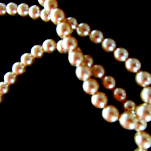 Vintage Art Deco Revival faux champagne pearl & rhinestone necklace & earrings - Picture 5 of 14